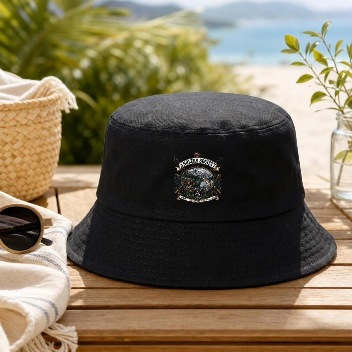 Anglers Society Embroidered Bucket Hat