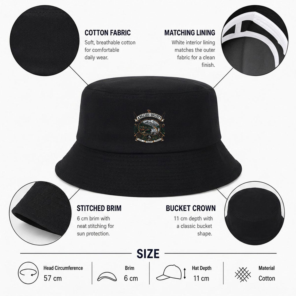 Anglers Society Embroidered Bucket Hat